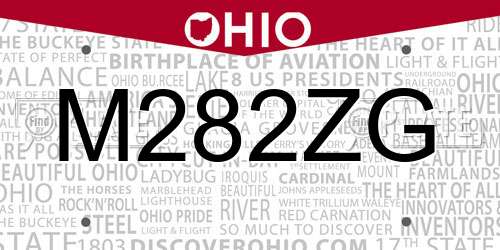 M282ZG Ohio License Plate