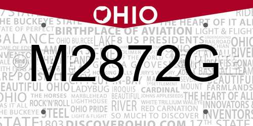 M2872G Ohio License Plate