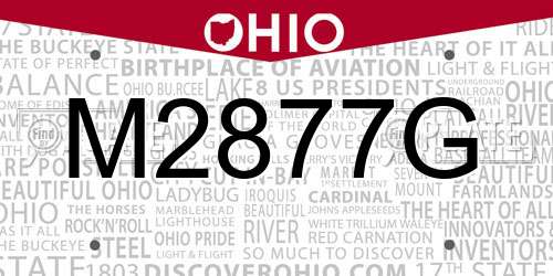 M2877G Ohio License Plate