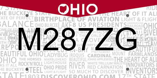 M287ZG Ohio License Plate