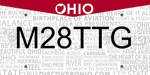 M28TTG Ohio License Plate