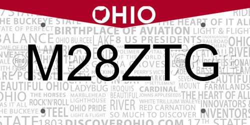 M28ZTG Ohio License Plate