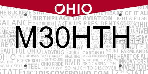 M30HTH Ohio License Plate