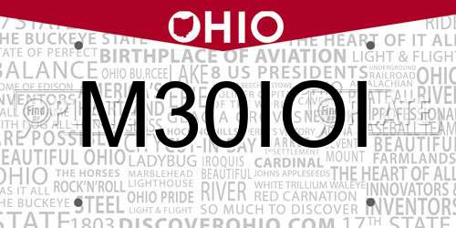 M30IOI Ohio License Plate