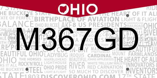 M367GD Ohio License Plate