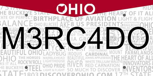 M3RC4DO Ohio License Plate