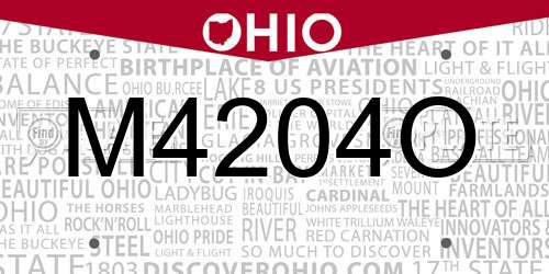 M4204O Ohio License Plate