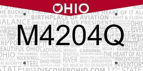 M4204Q Ohio License Plate