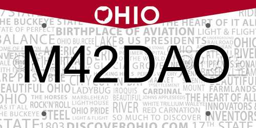 M42DAO Ohio License Plate