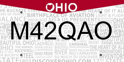M42QAO Ohio License Plate