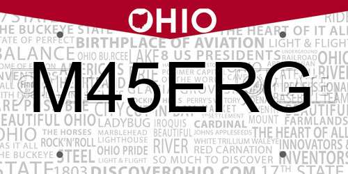 M45ERG Ohio License Plate