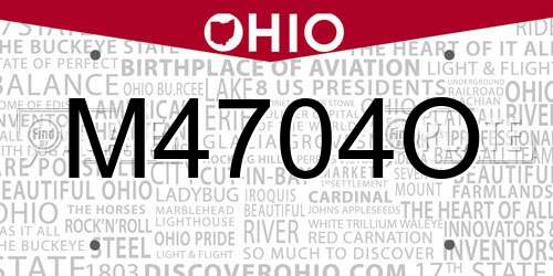 M4704O Ohio License Plate