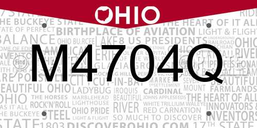 M4704Q Ohio License Plate
