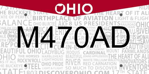 M470AD Ohio License Plate