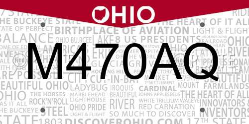 M470AQ Ohio License Plate
