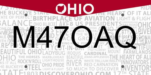 M47OAQ Ohio License Plate