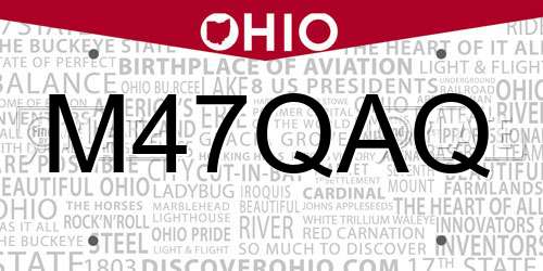 M47QAQ Ohio License Plate