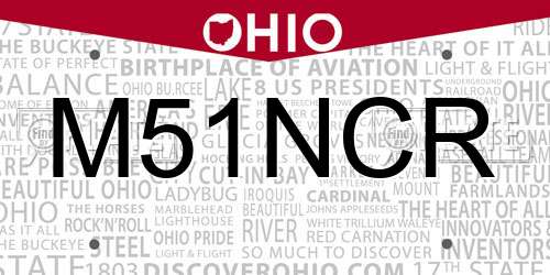 M51NCR Ohio License Plate