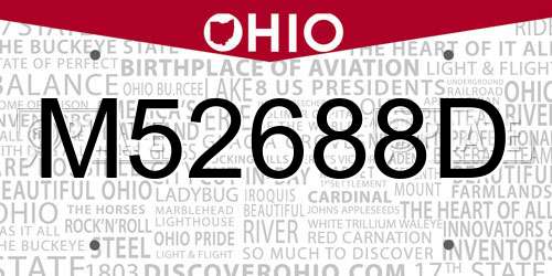 M52688D Ohio License Plate
