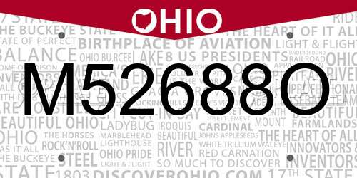 M52688O Ohio License Plate