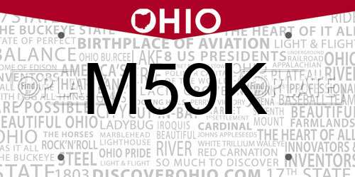 M59K Ohio License Plate