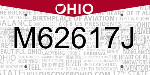 M62617J Ohio License Plate