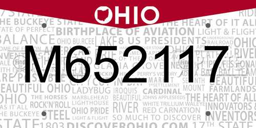 M652117 Ohio License Plate