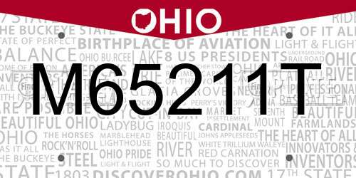 M65211T Ohio License Plate