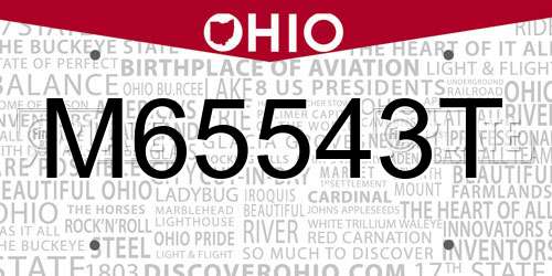 M65543T Ohio License Plate