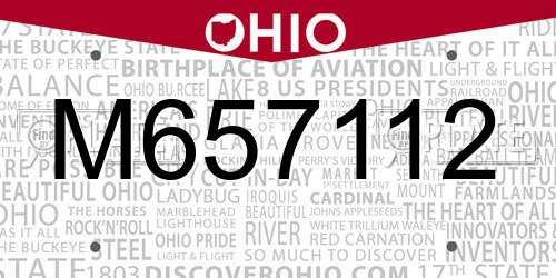 M657112 Ohio License Plate