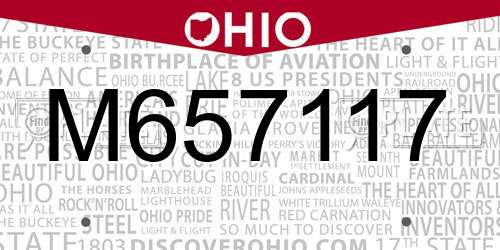 M657117 Ohio License Plate