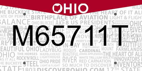 M65711T Ohio License Plate