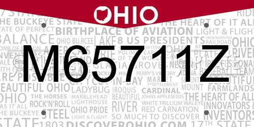 M65711Z Ohio License Plate