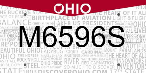 M6596S Ohio License Plate