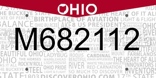 M682112 Ohio License Plate