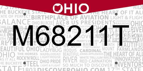 M68211T Ohio License Plate