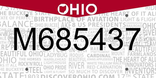 M685437 Ohio License Plate
