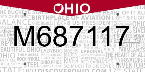 M687117 Ohio License Plate