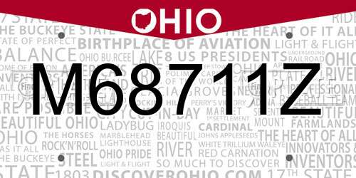 M68711Z Ohio License Plate