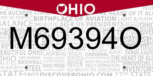 M69394O Ohio License Plate
