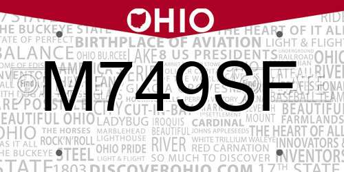 M749SF Ohio License Plate