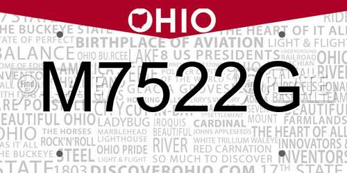 M7522G Ohio License Plate