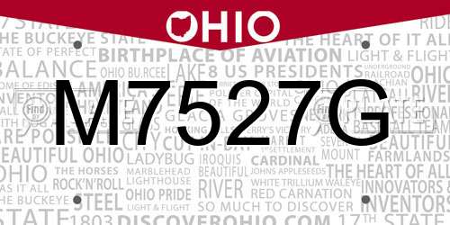M7527G Ohio License Plate