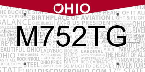 M752TG Ohio License Plate