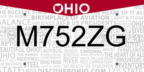 M752ZG Ohio License Plate