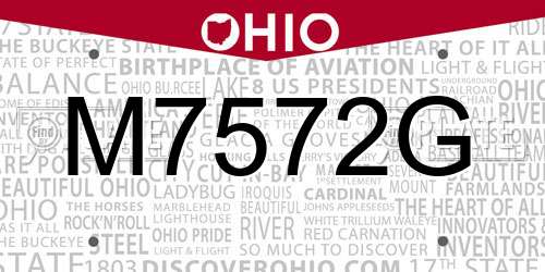 M7572G Ohio License Plate