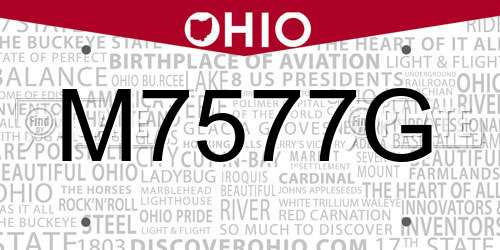 M7577G Ohio License Plate