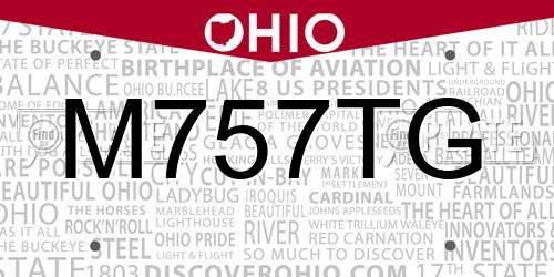 M757TG Ohio License Plate