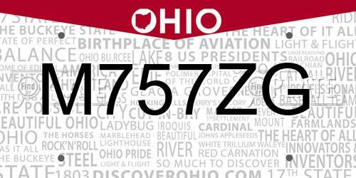 M757ZG Ohio License Plate
