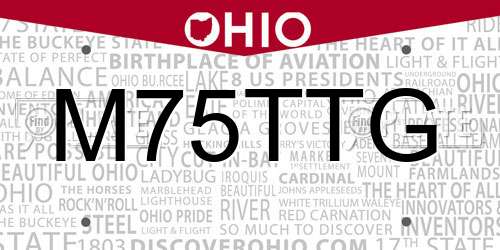 M75TTG Ohio License Plate